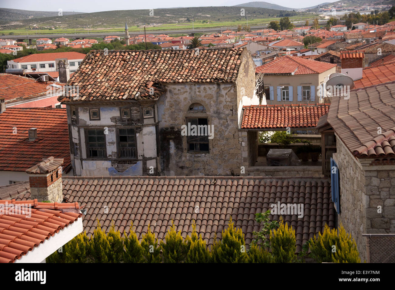 Vieille maison à Alacati dans le besoin de rénovation, aegean Turquie Banque D'Images