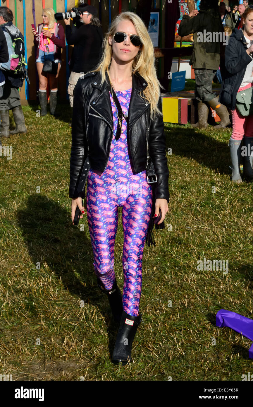 Mary Charteris à Glastonbury music festival, en Angleterre, le vendredi 27 juin 2014. Banque D'Images