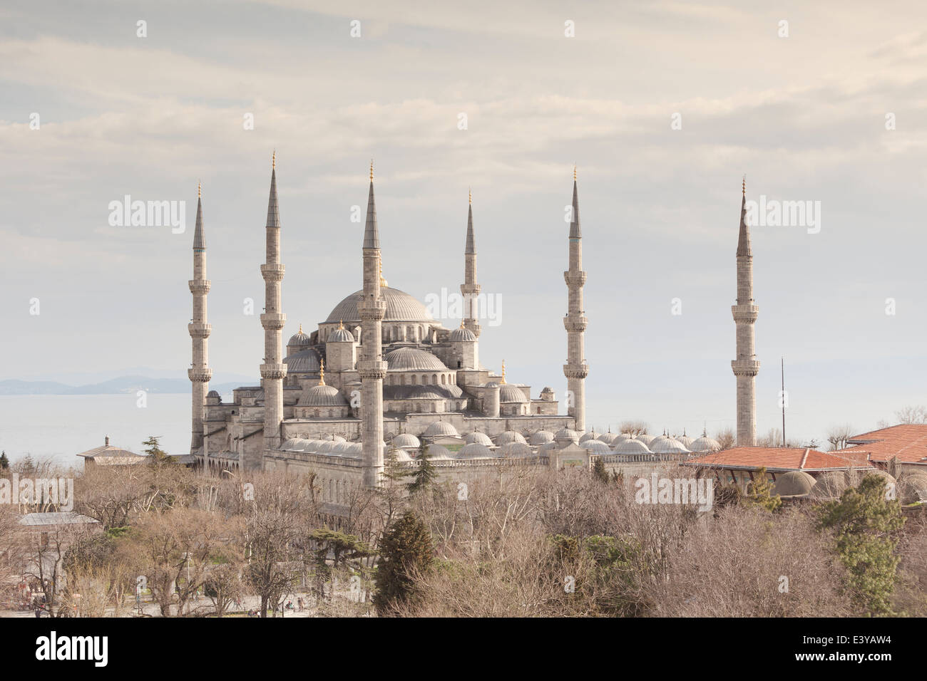 Vue panoramique sur la Mosquée bleue, Istanbul, Turquie Banque D'Images