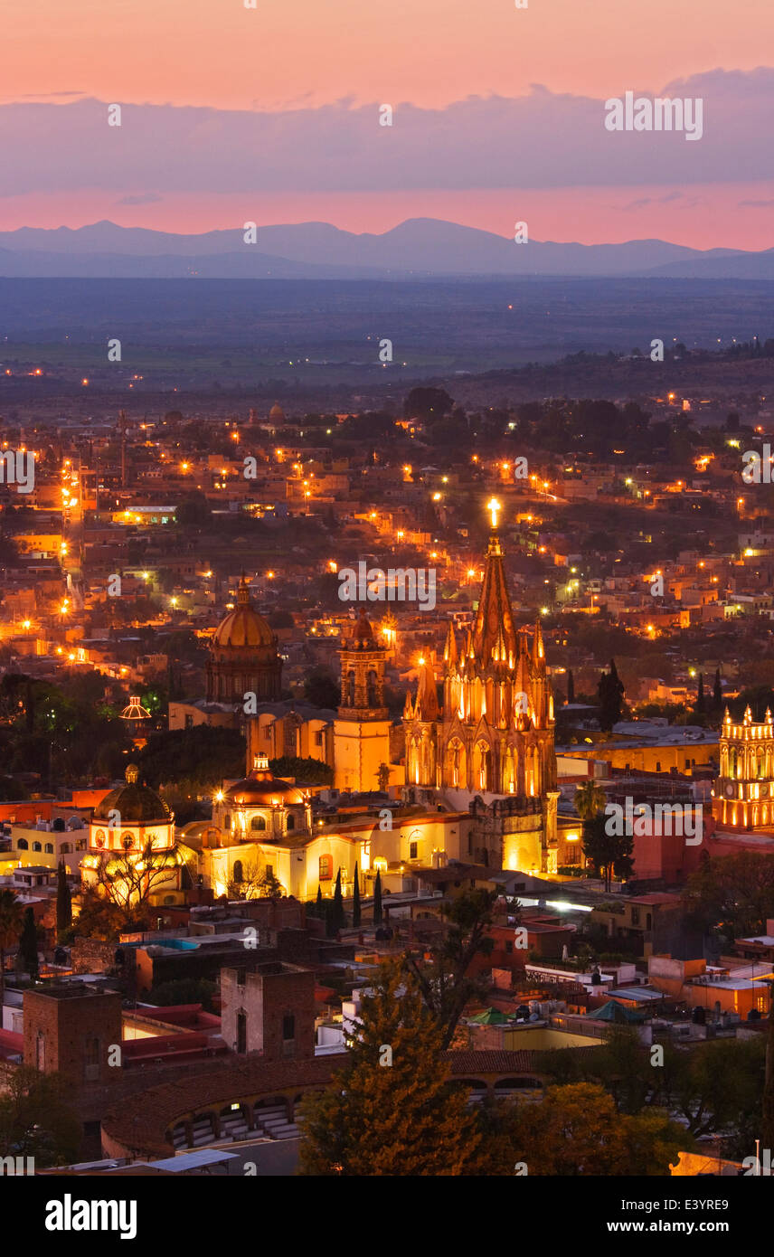 Parroquía de San Miguel Arcángel, San Miguel de Allende, Guanajuato, Mexique Banque D'Images