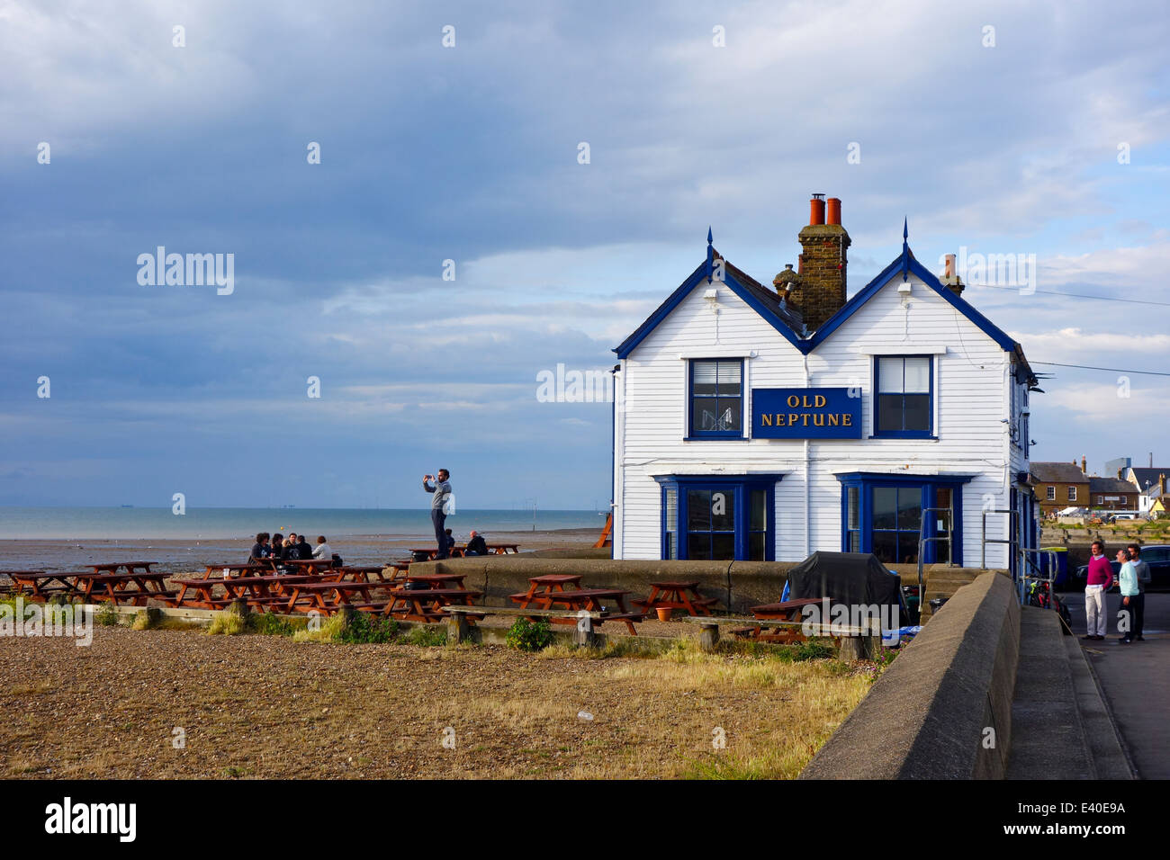 Vieille Pub Neptune plage de Whitstable Banque D'Images