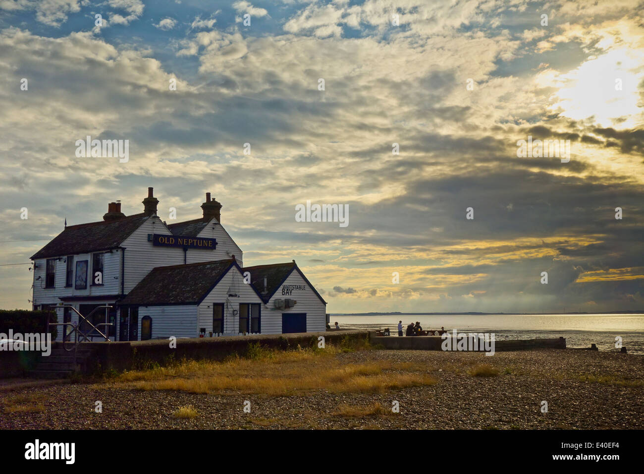 Vieille Pub Neptune plage de Whitstable Banque D'Images