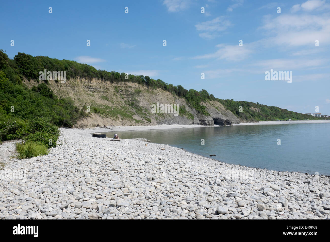Vue depuis la plage de galets de Porthkerry Barry Park South Wales Banque D'Images
