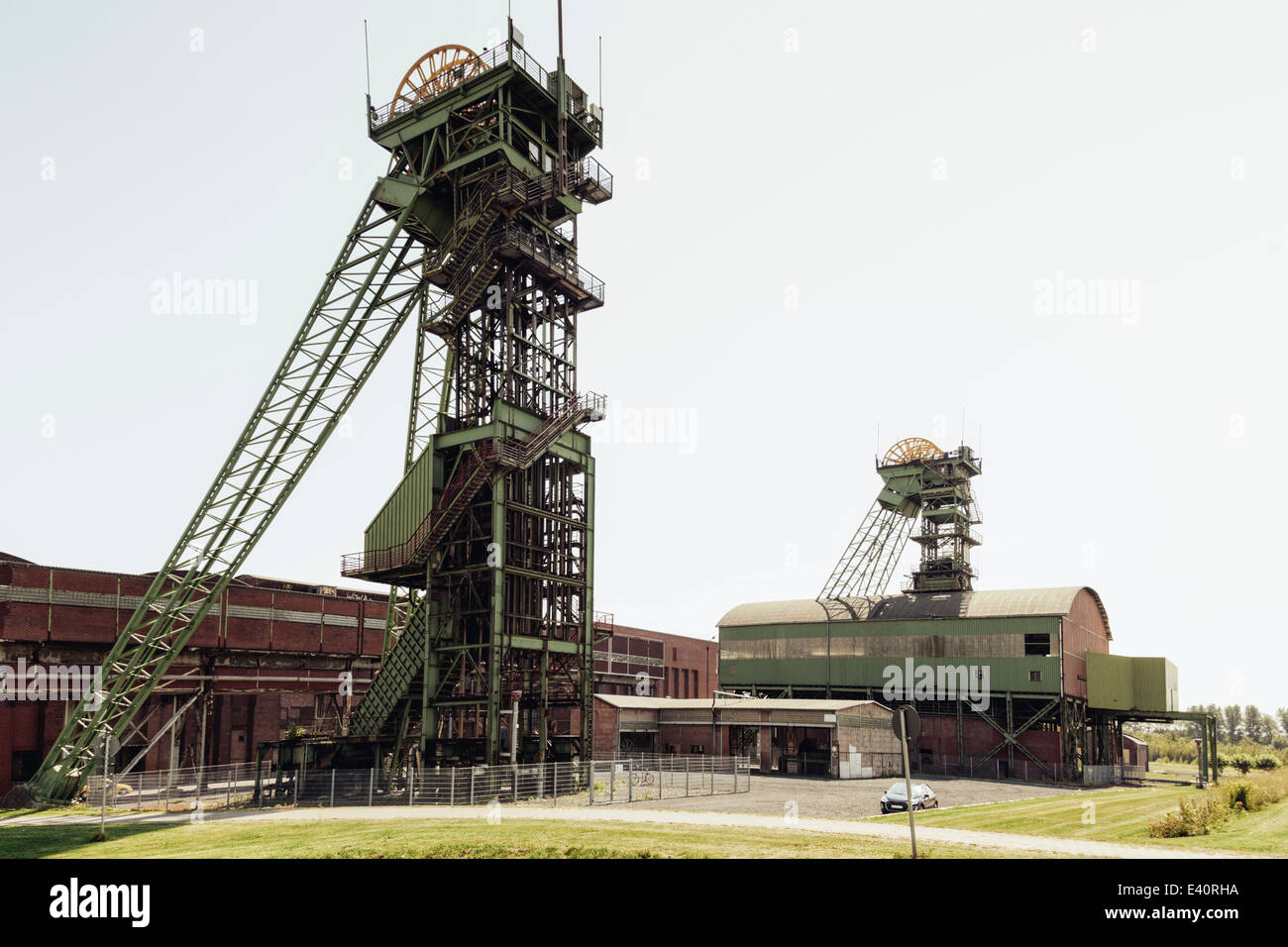 L'Allemagne, en Rhénanie du Nord-Westphalie, Ahlen, Headframes de l'ancienne mine de charbon Westfalen Banque D'Images