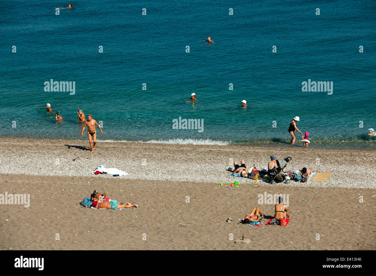 Spanien, Rhodos-Stadt, Neustadt, Elli-Beach Banque D'Images