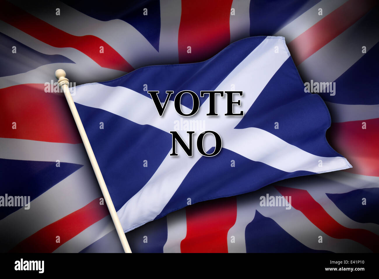 Le pavillon du Royaume-Uni (l'Union Flag) et le drapeau de l'Écosse - l'indépendance écossaise - Voter Non Banque D'Images