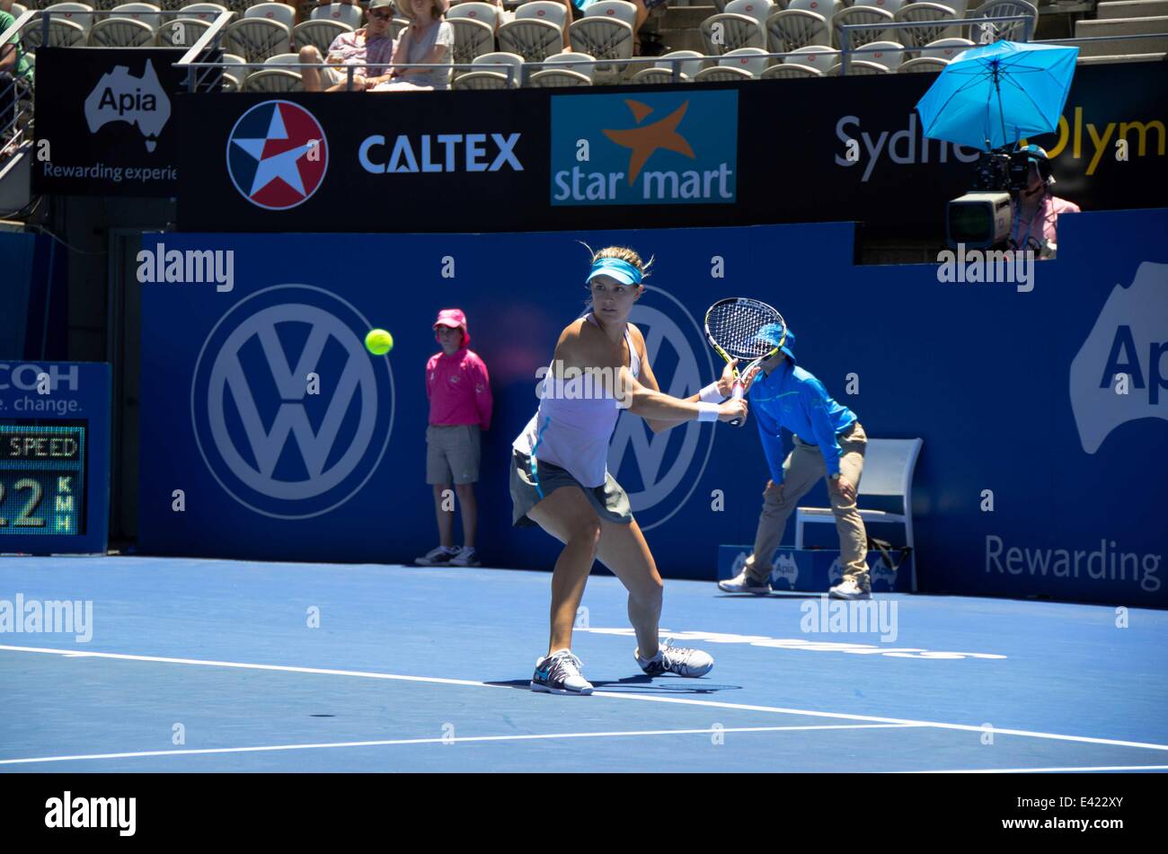 Tournoi de Tennis de Sydney International Apia - Australian Open at Sydney Olympic Park Tennis Center - Jour 2 mettant en vedette : Eugenie Bouchard Où : Sydney, Australie Quand : 06 Jan 2014 Banque D'Images