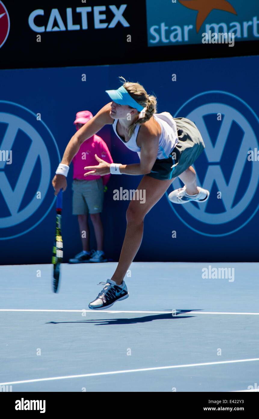 Tournoi de Tennis de Sydney International Apia - Australian Open at Sydney Olympic Park Tennis Center - Jour 2 mettant en vedette : Eugenie Bouchard Où : Sydney, Australie Quand : 06 Jan 2014 Banque D'Images