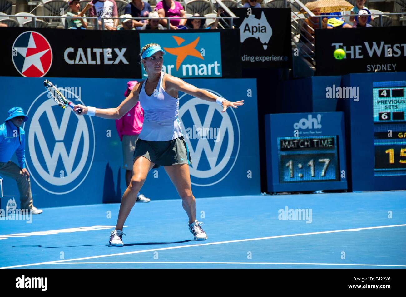 Tournoi de Tennis de Sydney International Apia - Australian Open at Sydney Olympic Park Tennis Center - Jour 2 mettant en vedette : Eugenie Bouchard Où : Sydney, Australie Quand : 06 Jan 2014 Banque D'Images