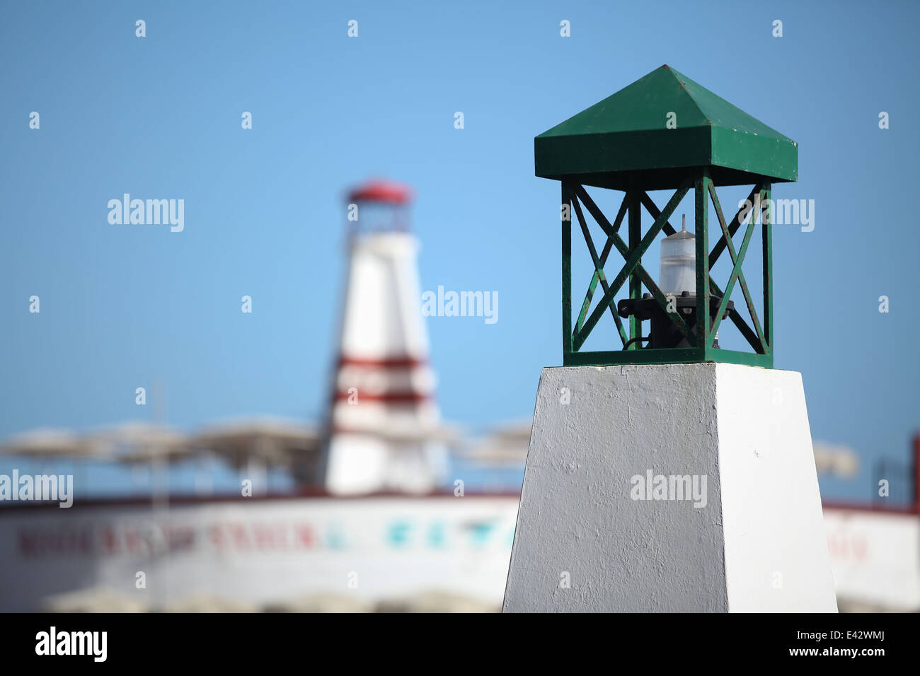 Phare, Puerto de Mogán, Gran Canaria, Îles Canaries, Espagne Banque D'Images