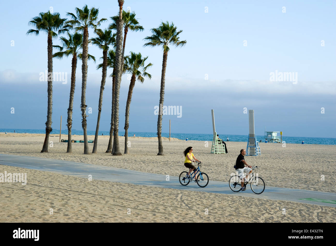 Piste cyclable à Santa Monica beach Banque D'Images