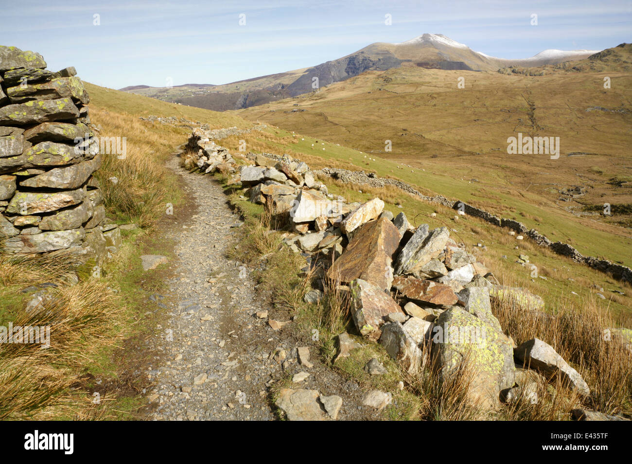 Vue d'Elidir Fach et Elidir Fawr près de Llanberis, Galles. Banque D'Images