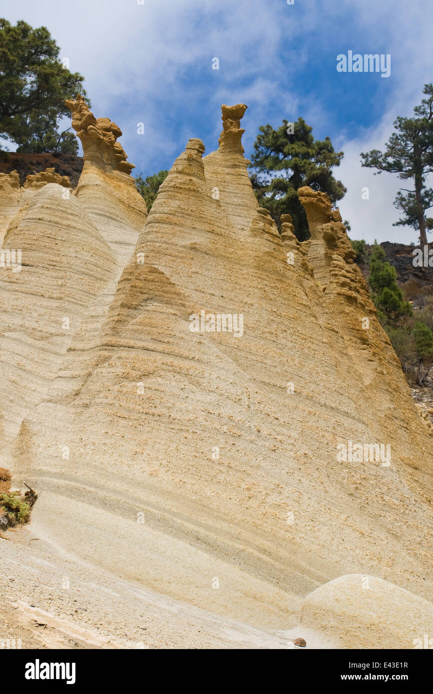 Cheminées de calcaire près de Vilaflor, Tenerife, Canaries. Banque D'Images