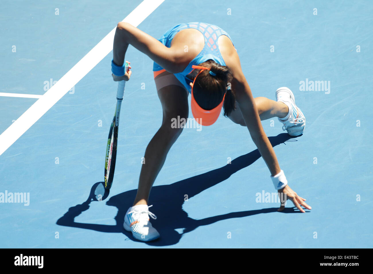 Australian Open Tennis 2014 à la Rod Laver Arena - Eugenie BOUCHARD (Can) a battu Ana Ivanovic (SRB) dans trois ensembles comprend : Ana Ivanovic Où : Melbourne, Australie Quand : 21 Jan 2014 Banque D'Images