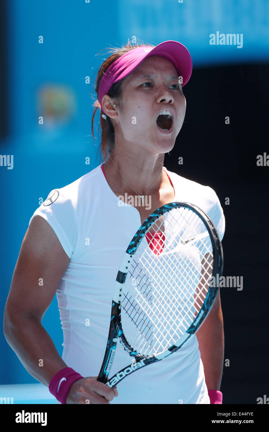 Australian Open de Tennis 2014. Melbourne. L'Australie. Jeudi 23.1.2014. Na Li (Chn) défait Eugenie BOUCHARD (Can) en deux sets. - Open d'Australie 2014 Melbourne - Rod Laver Arena - Femmes - Brésil - Australie - copyright © Damir ATP IVKA Où : MELB Banque D'Images