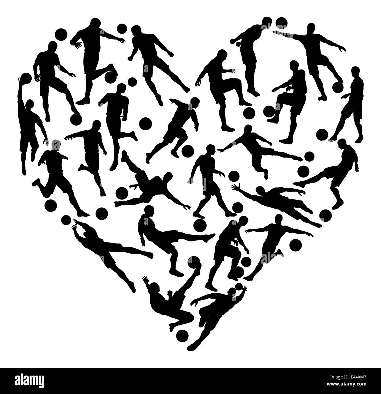 Coeur de soccer concept de beaucoup de joueurs de football ou de football en forme de cœur Banque D'Images