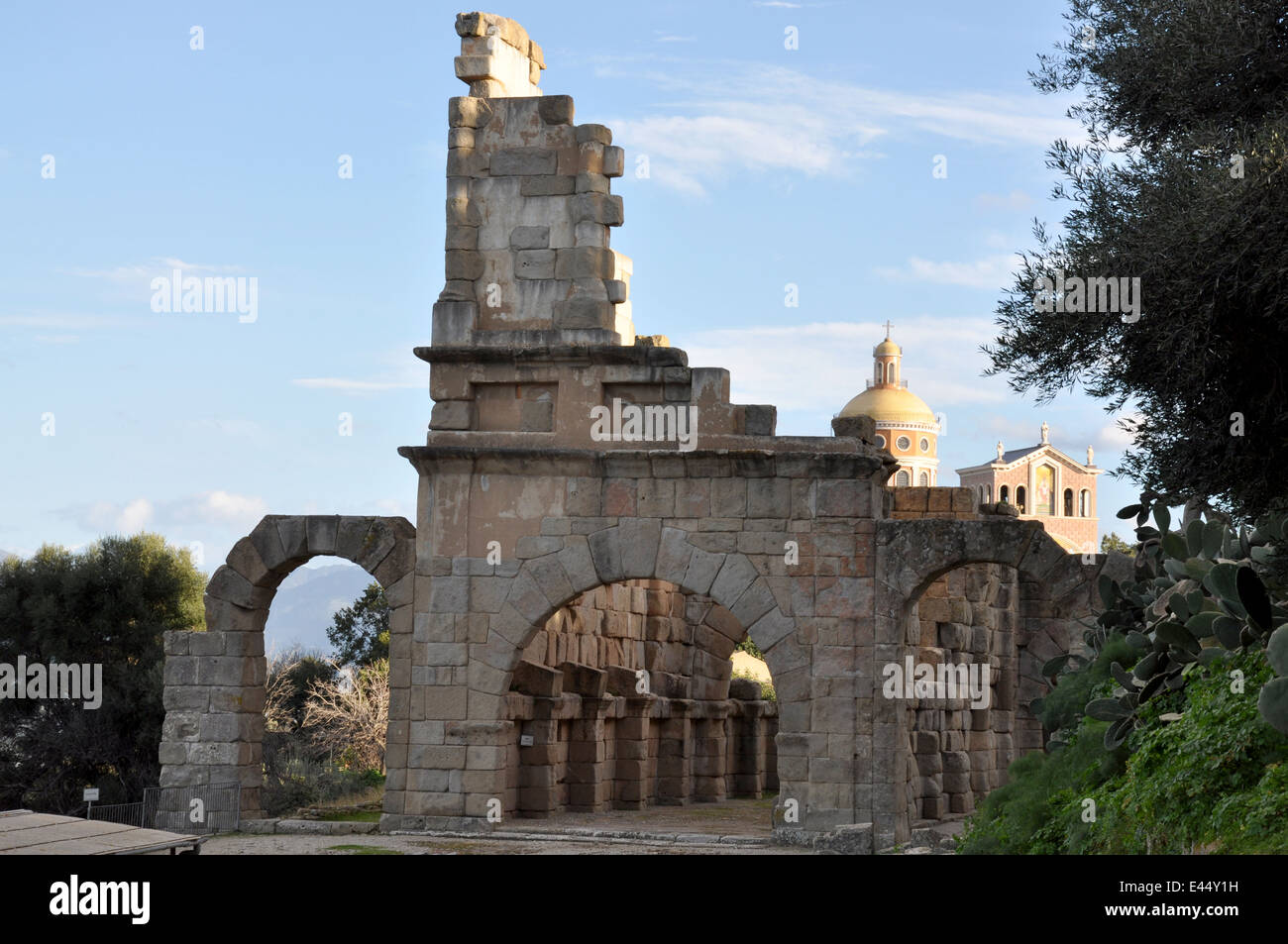 Zone archéologique, basilique romaine, Tindari, Patti, Messine, Sicile, Italie Banque D'Images