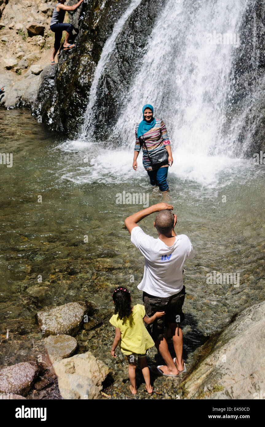 Cascade de Setti-Fatma, rivière de l'Ourika, la vallée de l'Ourika, Atlas, Maroc Banque D'Images