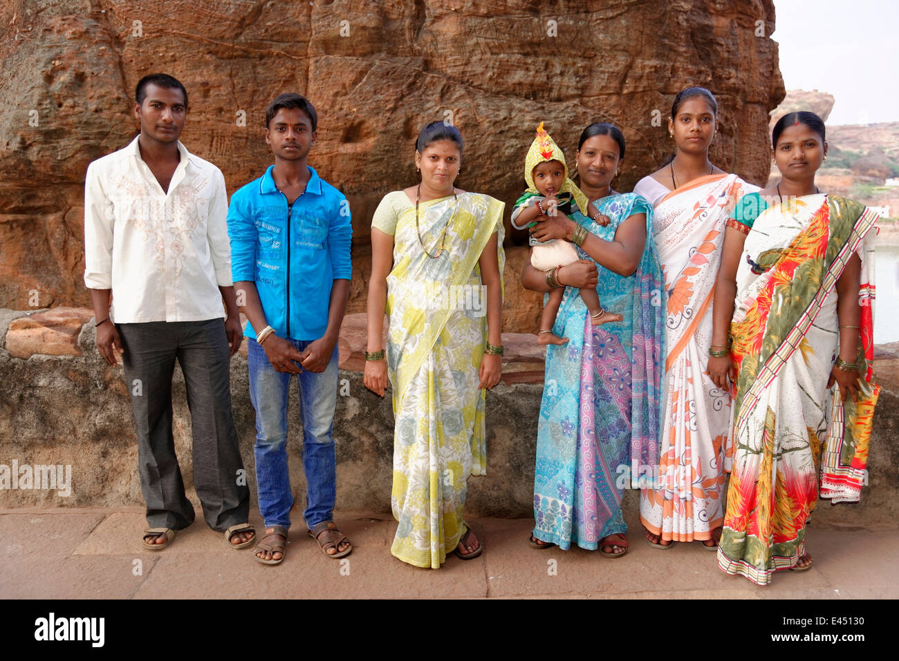 La Famille indienne, Badami, Karnataka, Inde du Sud, Inde Banque D'Images