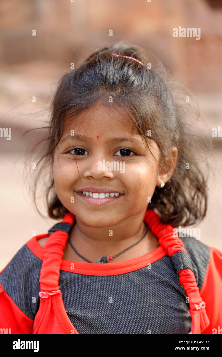 Girl, portrait, Badami, Karnataka, Inde du Sud, Inde Banque D'Images