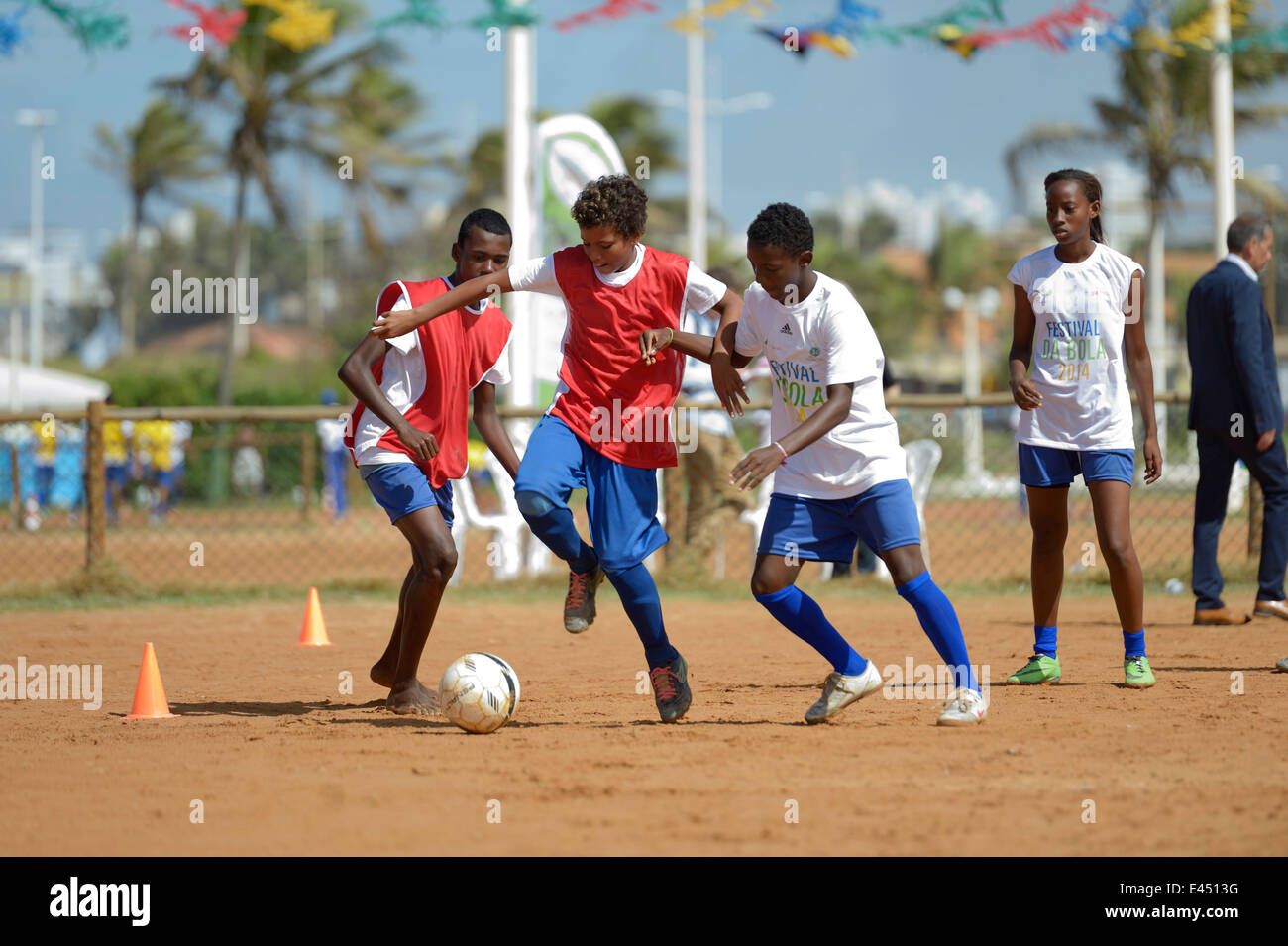 Événement de soccer pour les enfants et les jeunes des quartiers pauvres, Festival da Bola, projet social de la Deutsche Banque D'Images