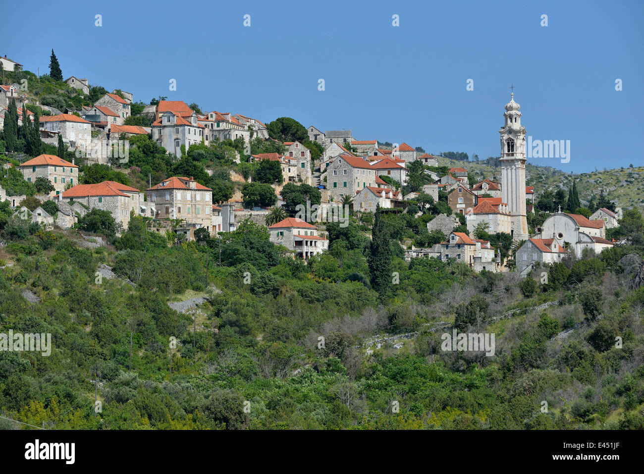 Paysage urbain, Ložišća, Venise, Dalmatie, Croatie Banque D'Images