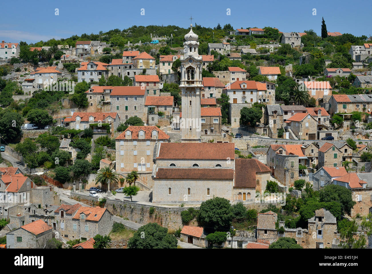 Paysage urbain, Ložišća, Venise, Dalmatie, Croatie Banque D'Images