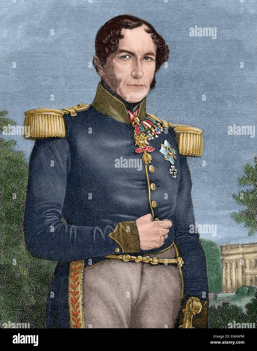 Léopold I (1790-1865). Roi de Belgique (1831-1865). La gravure à l'histoire universelle, 1885. De couleur. Banque D'Images