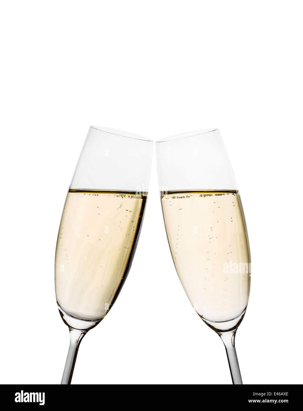 Deux verres de champagne. Isolated on white Banque D'Images