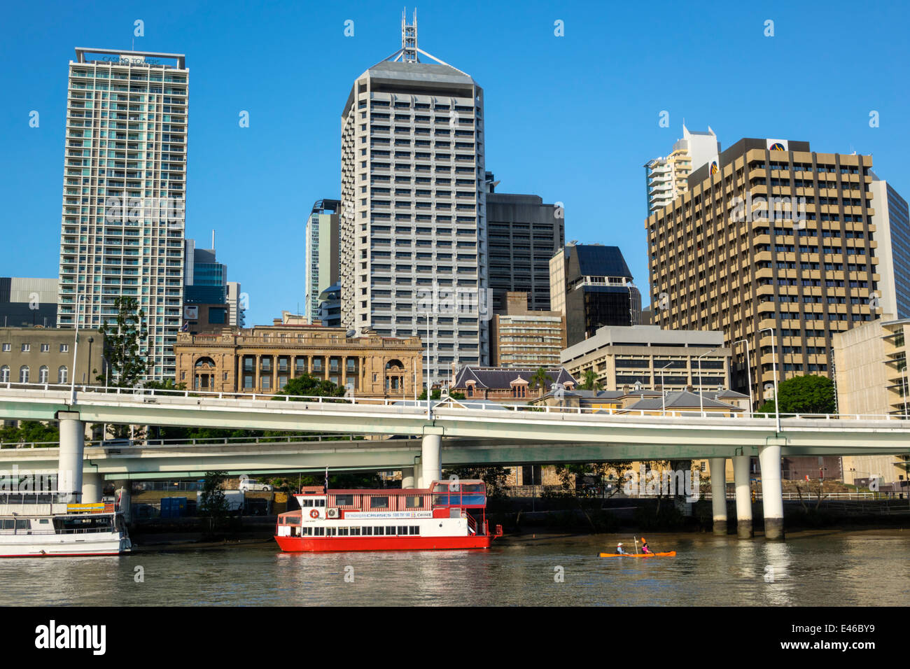 Brisbane Australie CBD,horizon de la ville,gratte-ciel,bâtiments,Pacific Motorway,M3,Brisbane River,AU140316141 Banque D'Images