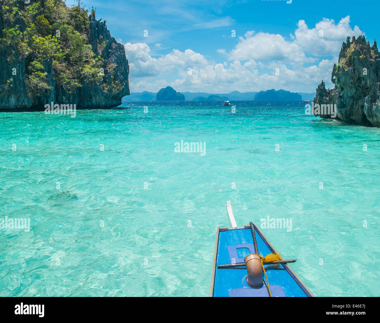 Excursion en bateau dans la région de Blue Lagoon, El Nido, Palawan, Philippines Banque D'Images