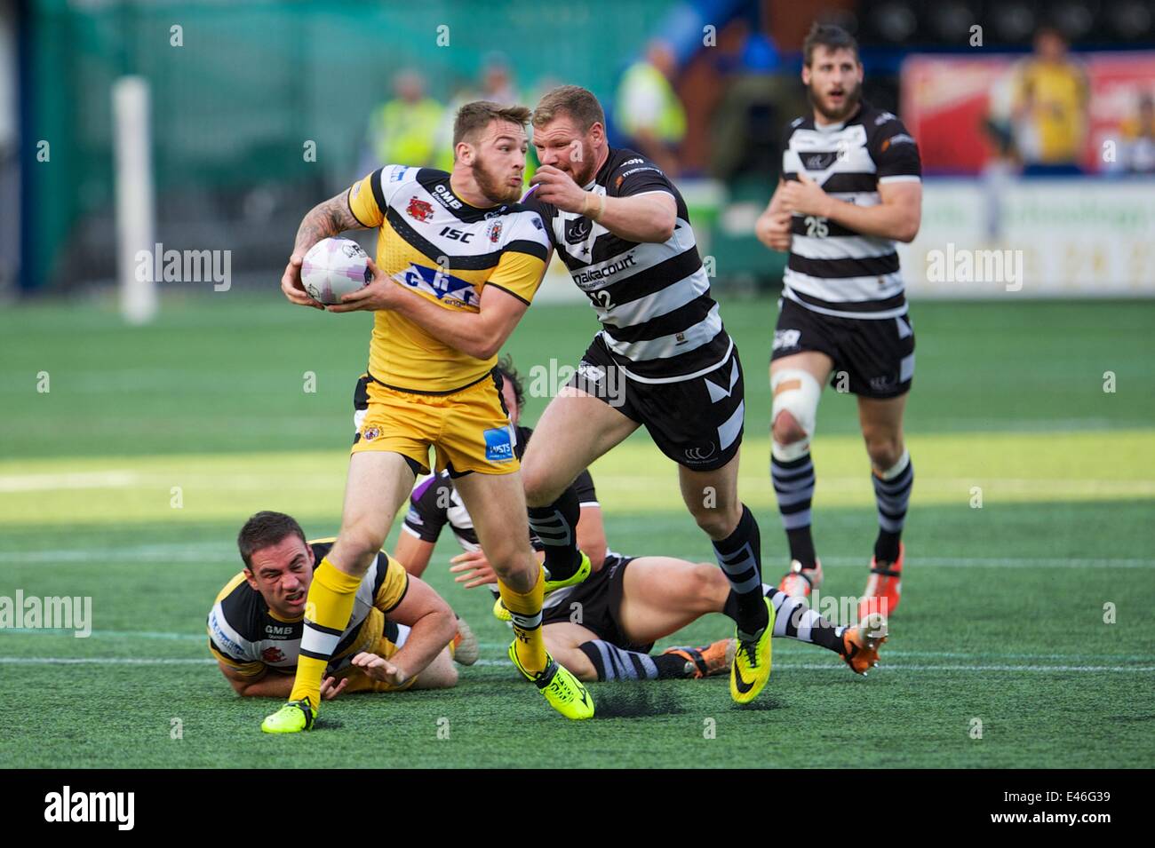 Widnes, UK. 06Th Juillet, 2014. Premier Super Utilitaire de la Ligue de Rugby. Widnes Vikings contre Castleford Tigers. Castleford Tigers hooker Daryl Clark en action. Credit : Action Plus Sport/Alamy Live News Banque D'Images