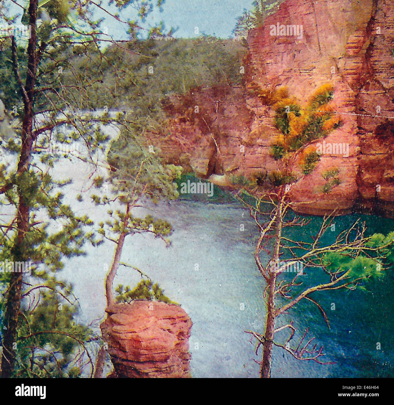 Romance Falaise et Chimney Rock, du Wisconsin Dells - vers 1900 Banque D'Images