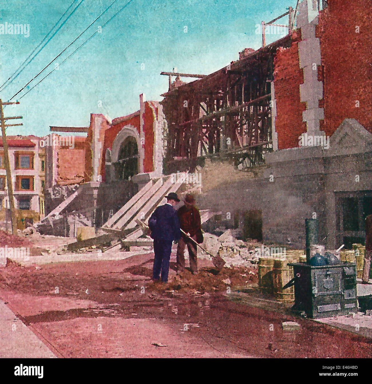 Le nouveau temple maçonnique sur Sutter Street, mal détruits par le tremblement de terre de San Francisco Banque D'Images