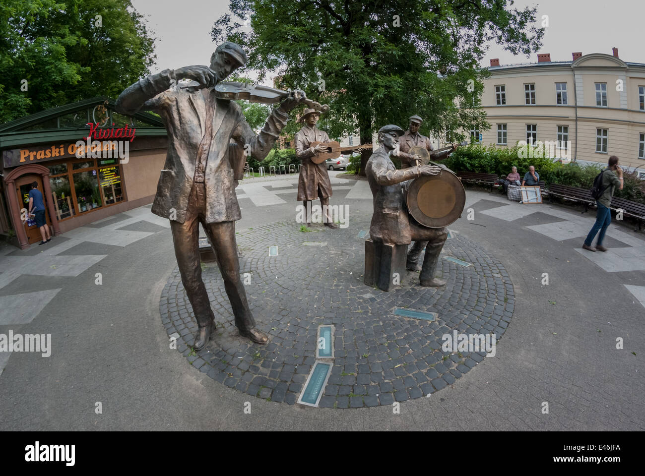 Monument à Varsovie Praga traditionnel Street Band (Pomnik Praskiej Podworkowej Kapeli), Varsovie, Pologne Banque D'Images