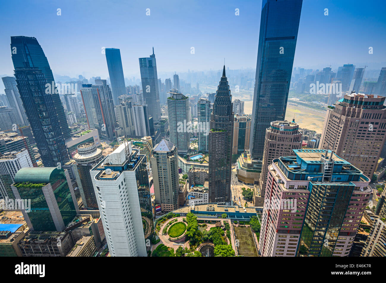 Chongqing, Chine antenne du quartier financier de la ville. Banque D'Images