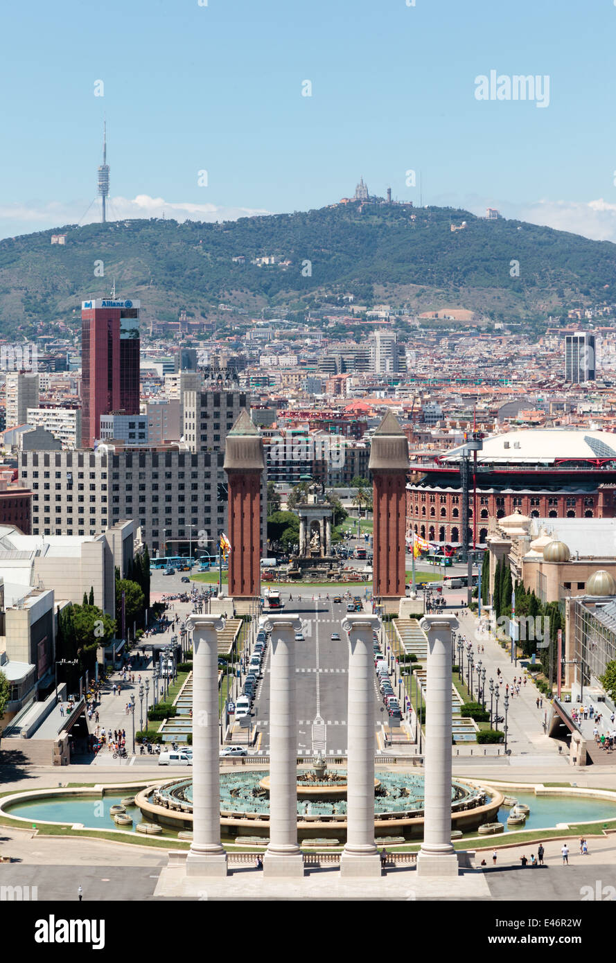 De Montjuic de Barcelone. Plaza de Espana. Banque D'Images