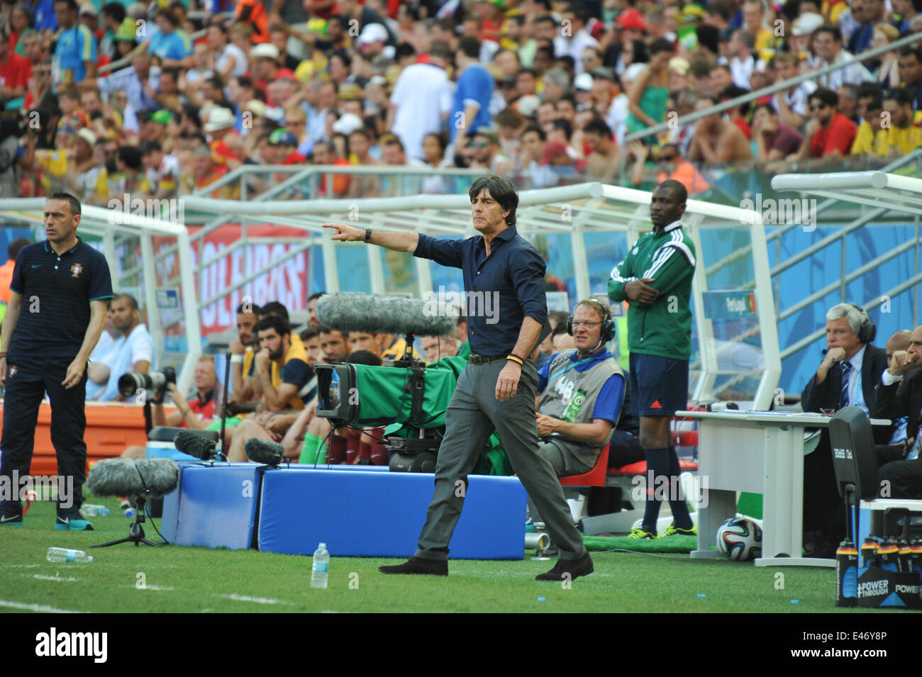 WM 2014, Salvador da Bahia, Jogi Löw gibt Les, Deutschland vs Portugal. Usage éditorial uniquement. Banque D'Images