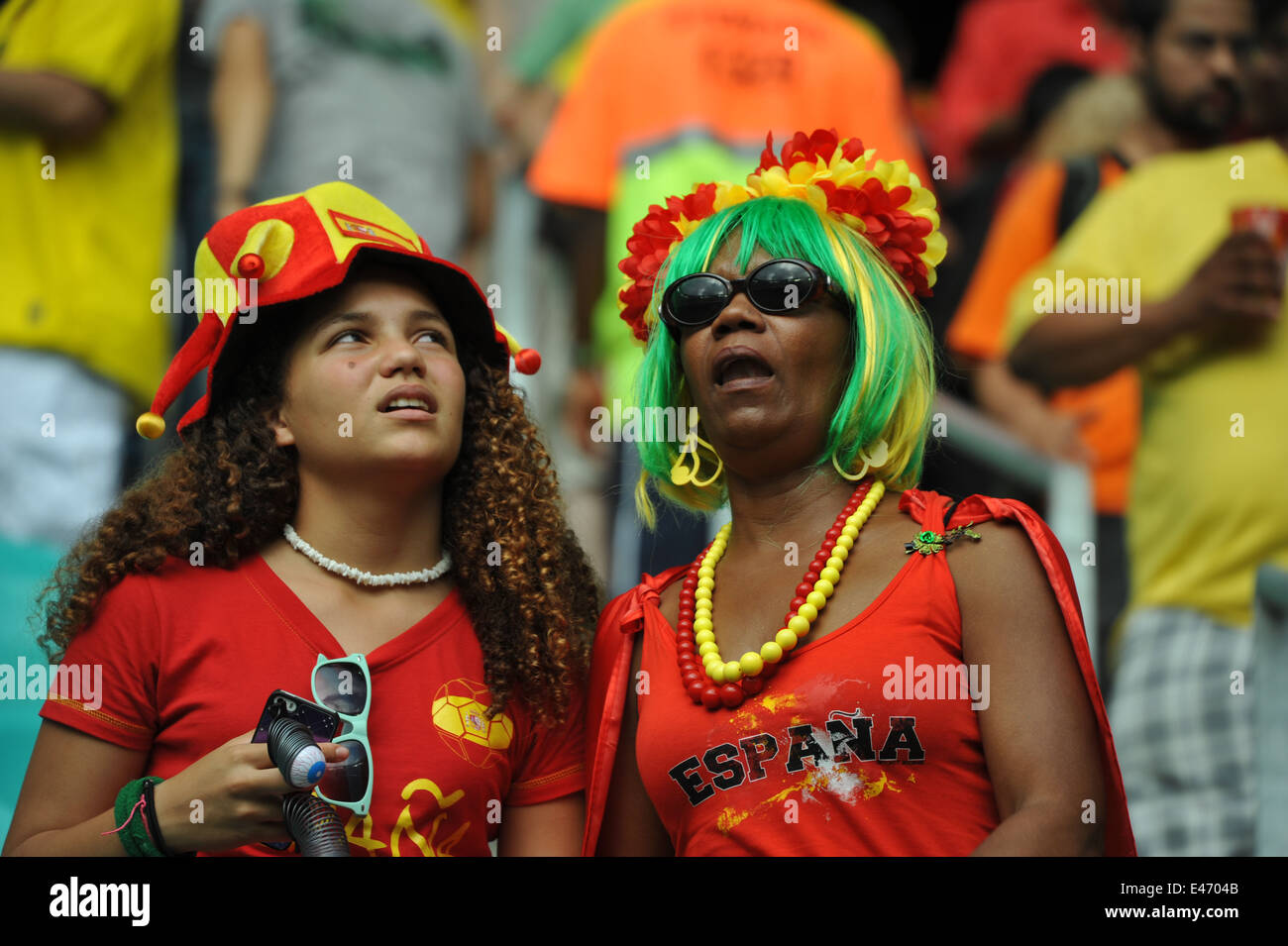 WM 2014, Salvador da Bahia, Spanien vs hollande, geschockte spanische Fans nach Spielende (1:5). Usage éditorial uniquement. Banque D'Images