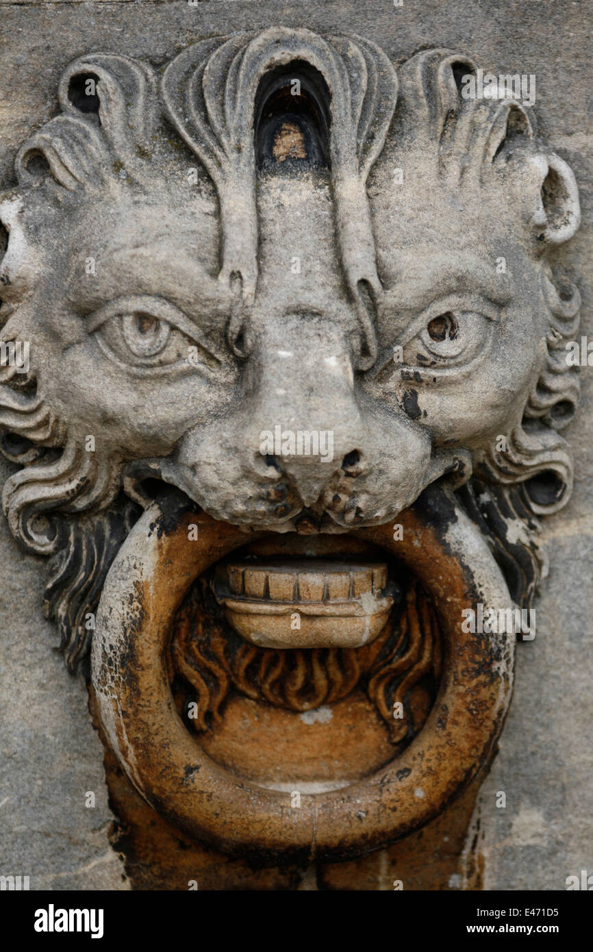 Lion sculpture incrustée dans le mur de Wollaton Hall à Nottingham Banque D'Images