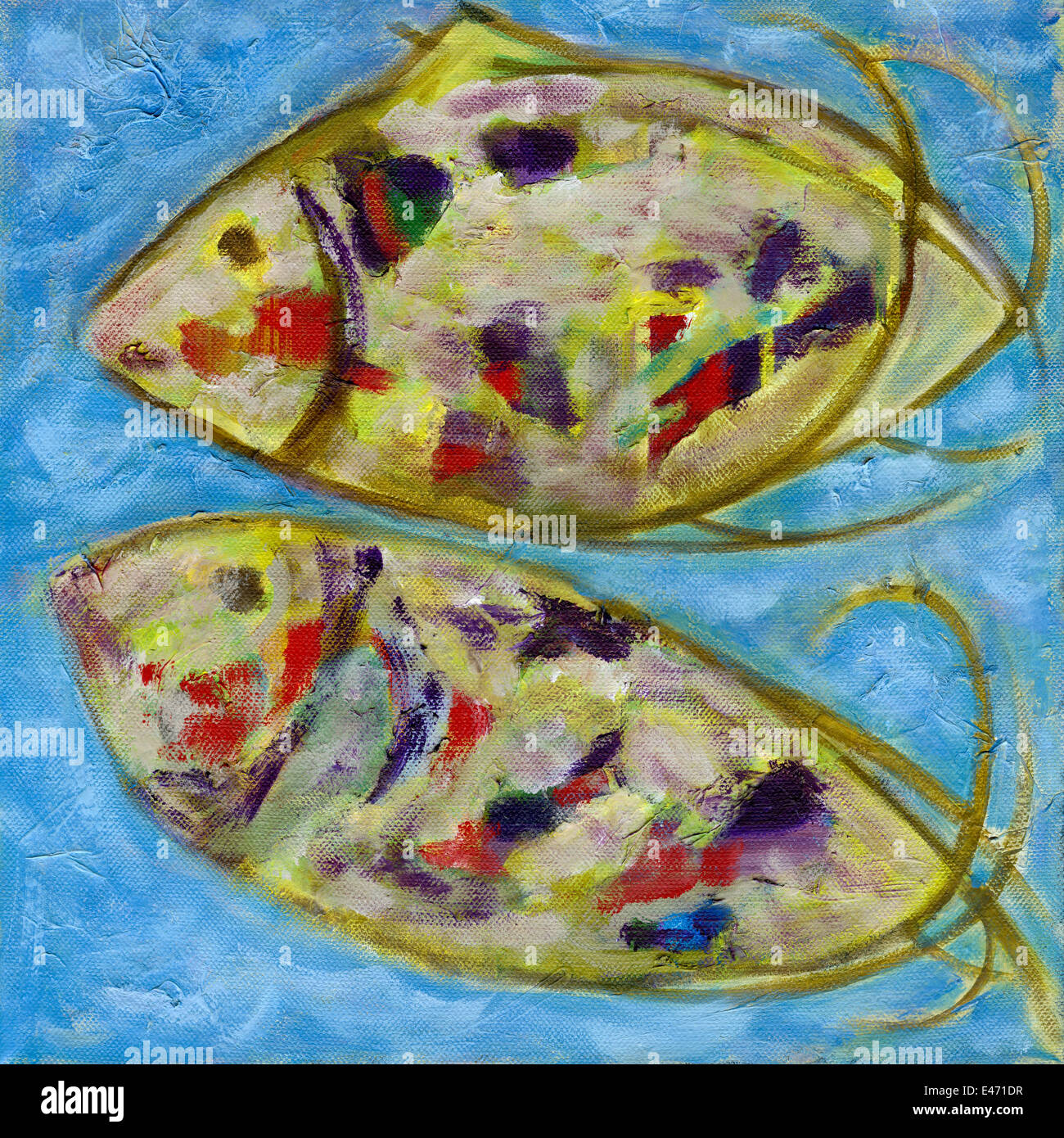 Peinture poissons représentant Banque D'Images