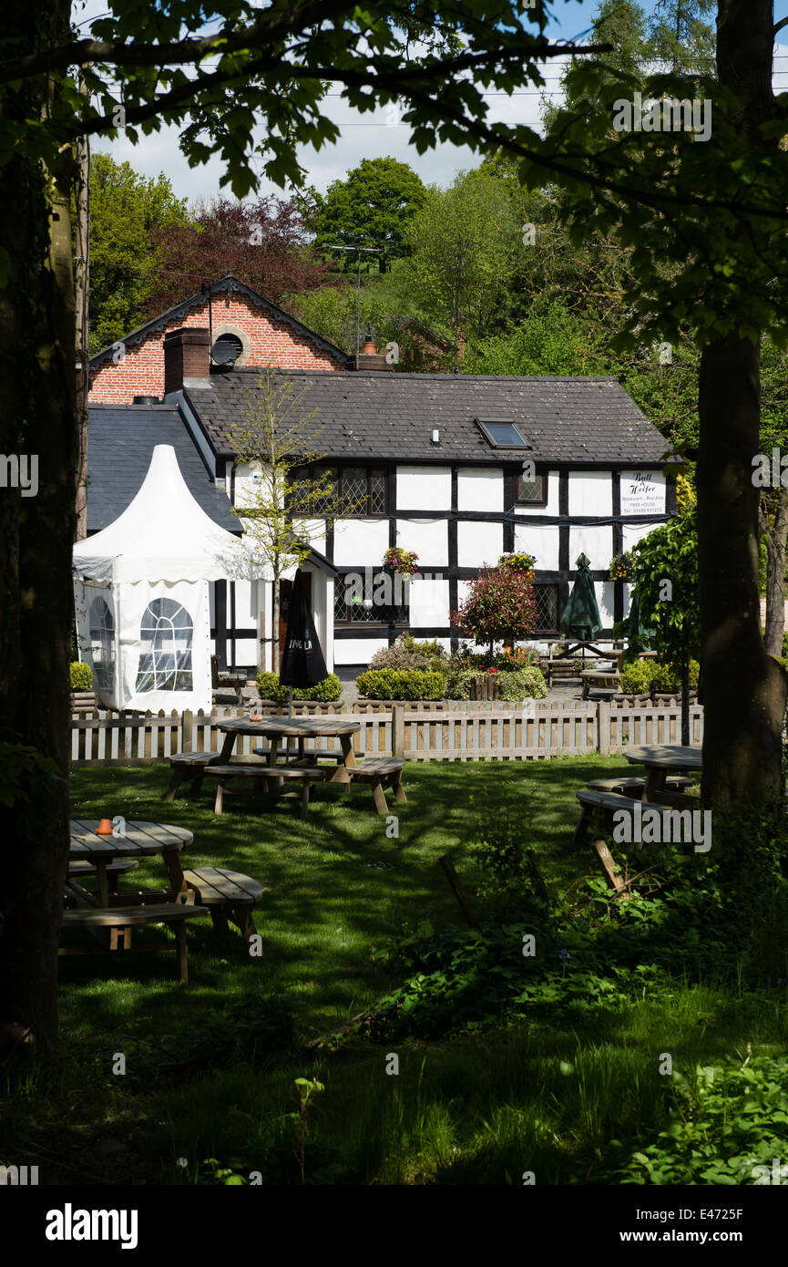 La génisse et Bull pub restaurant à Bettws Cedewain village, Powys, Wales, UK Banque D'Images