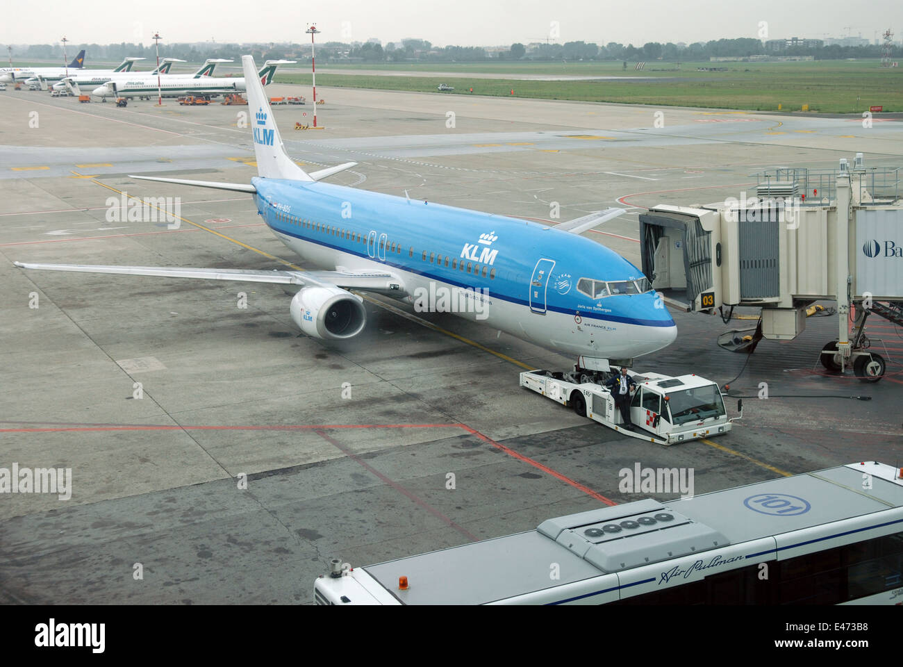 De l'aéroport Linate de Milan (Italie), l'avion de la KLM Banque D'Images
