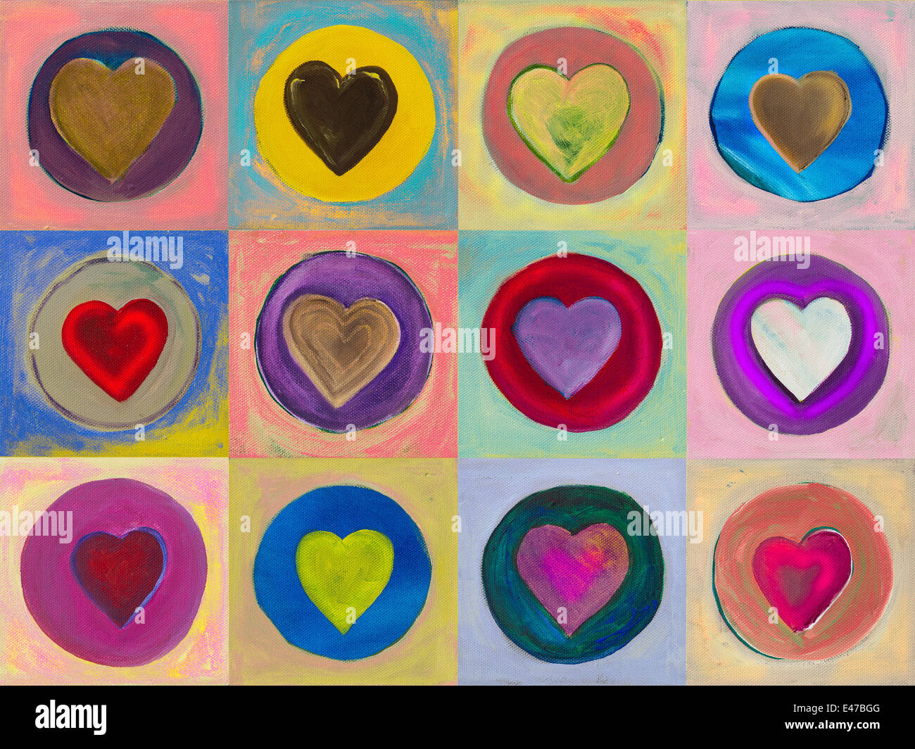 L Art Abstrait Geometrique Contemporain Peinture Pour L Amour Des Coeurs Photo Stock Alamy