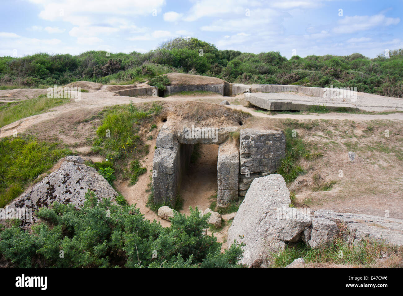 WW2 bunker détruit au Point du Hoc, France Banque D'Images