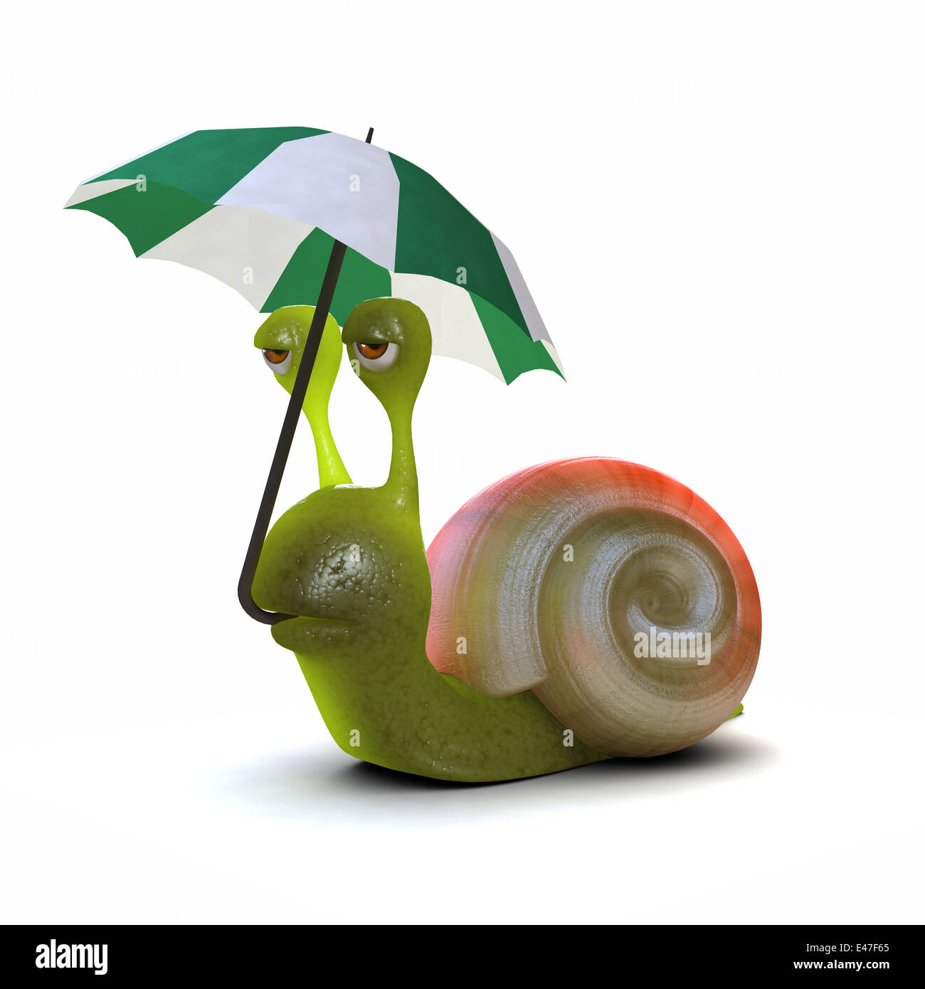 Escargot 3d est maintenant un parapluie pour obtenir un abri contre la pluie Banque D'Images