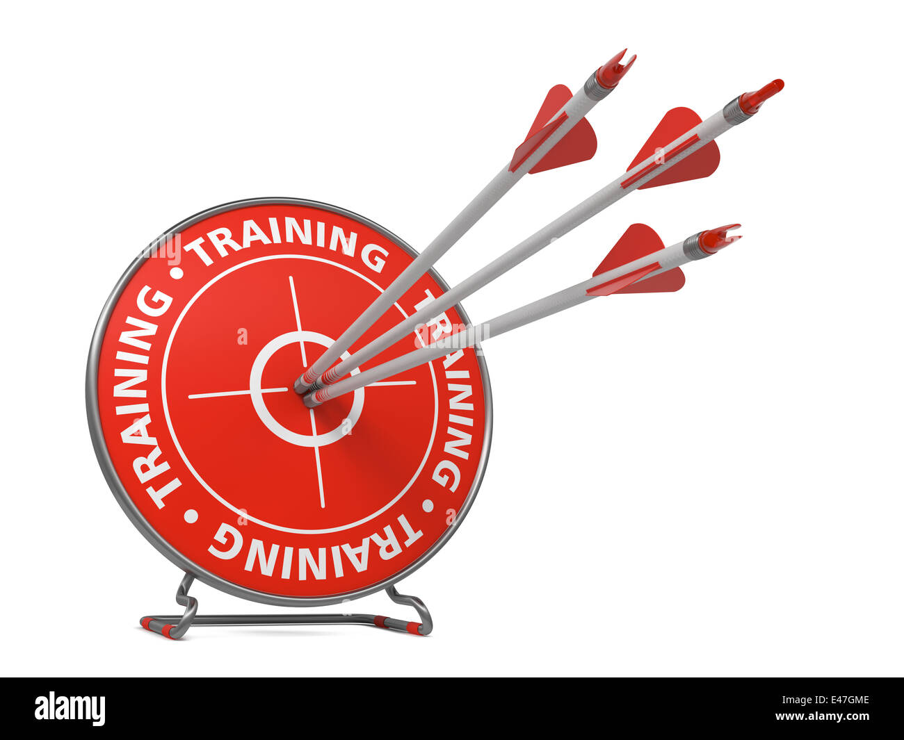 La formation dans la couleur rouge atteindre objectif. Banque D'Images