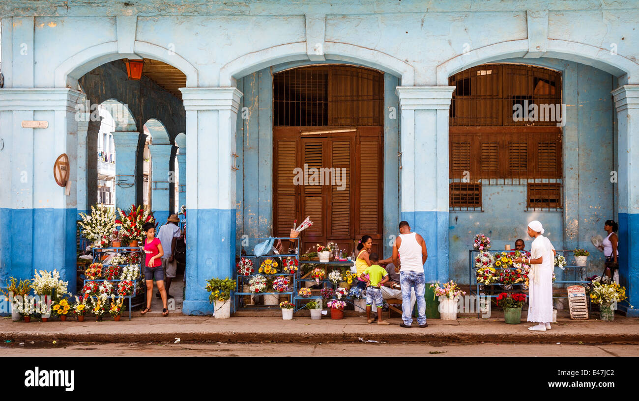 Un marché aux fleurs à La Havane, Cuba Banque D'Images