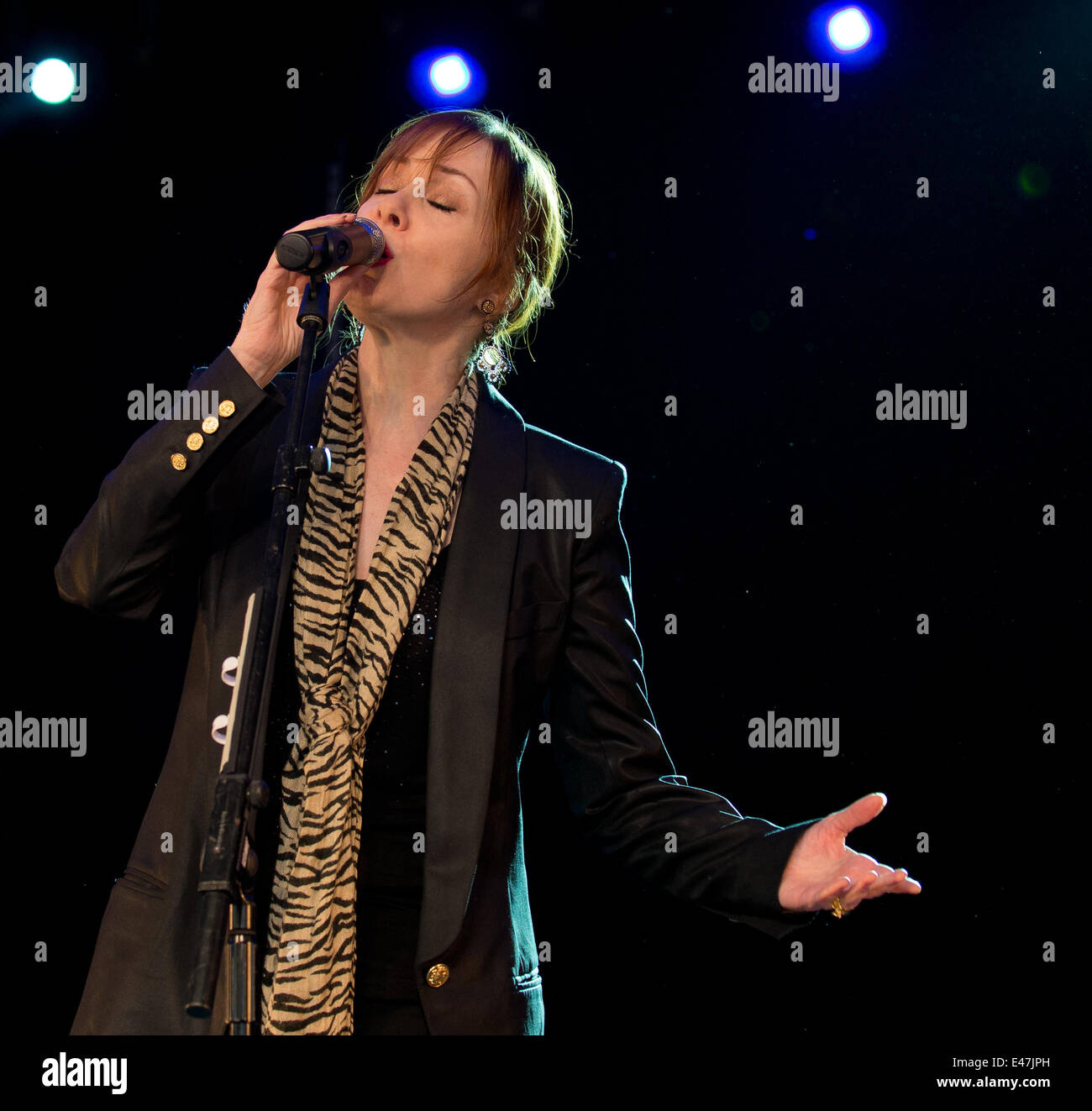 Great Tew, UK. Le 04 juillet, 2014. Suzanne Vega sur la dernière nuit de sa tournée à l'Cornbury Festival. Crédit : charlie bryan/Alamy Live News Banque D'Images