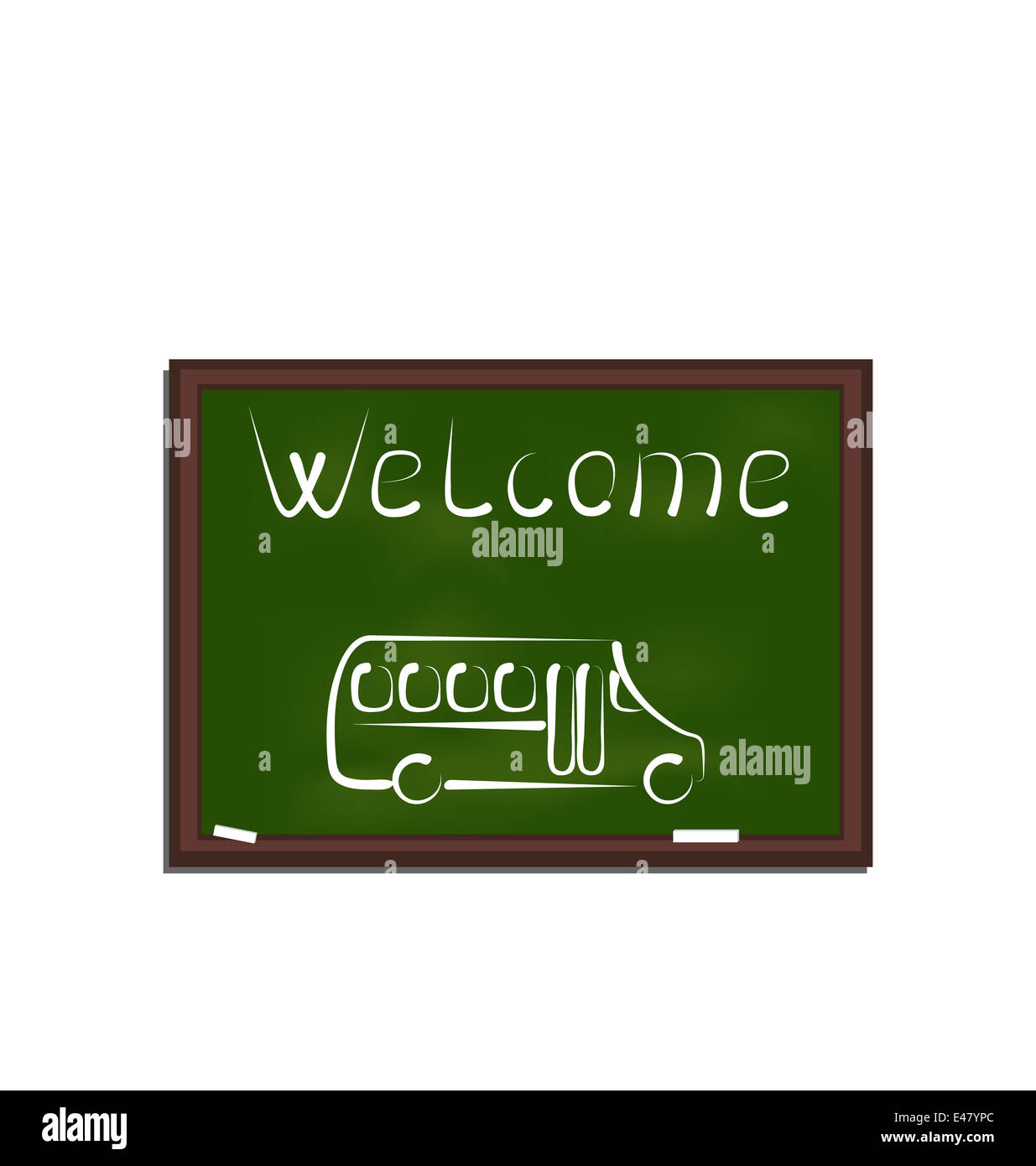 Tableau de peinture vert Illustration avec l'autobus scolaire - vector Banque D'Images